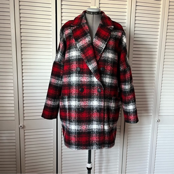 NEW Tribal plaid double breasted Shacket L - Picture 2 of 14
